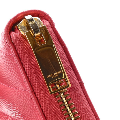 Saint Laurent Grain De Poudre Matelasse Chevron Monogram Zip Around Wallet Rose Clair 11 of 16