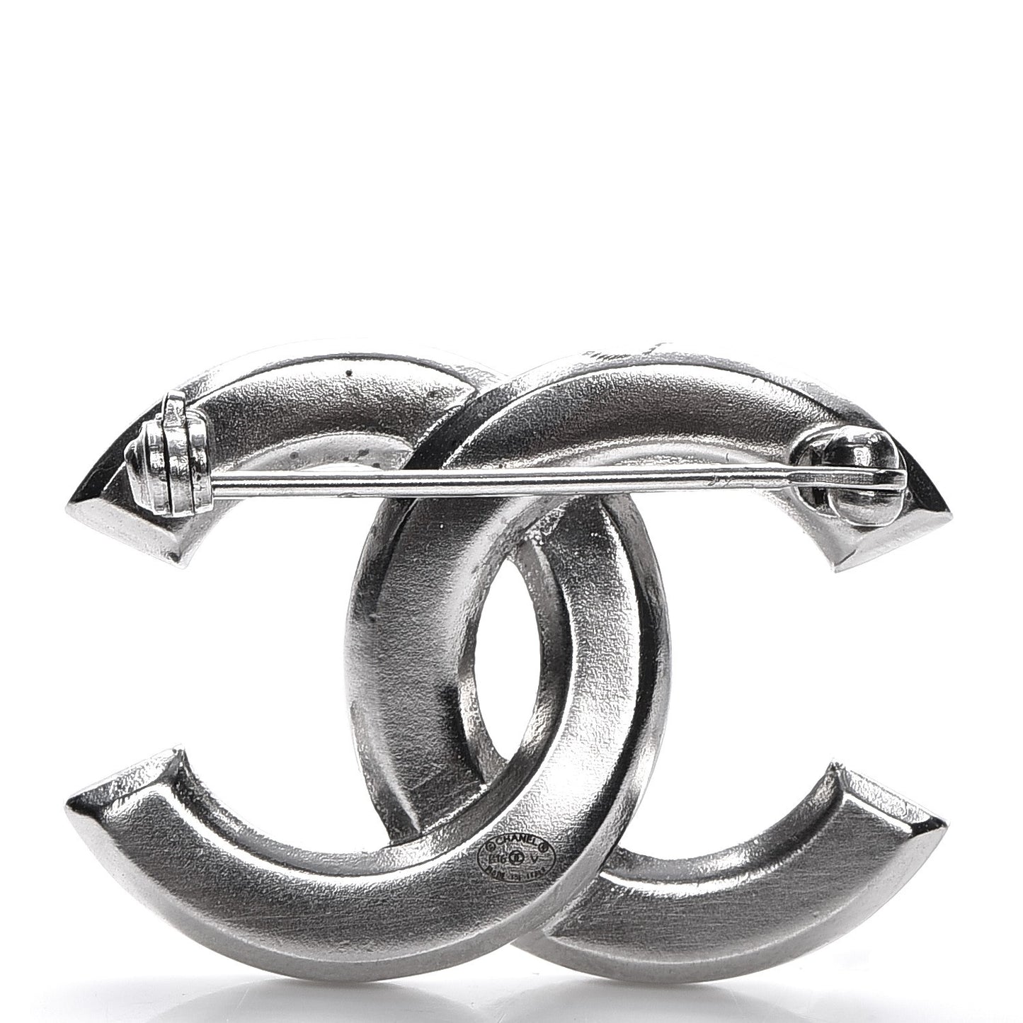 Crystal CC Mini Brooch Silver