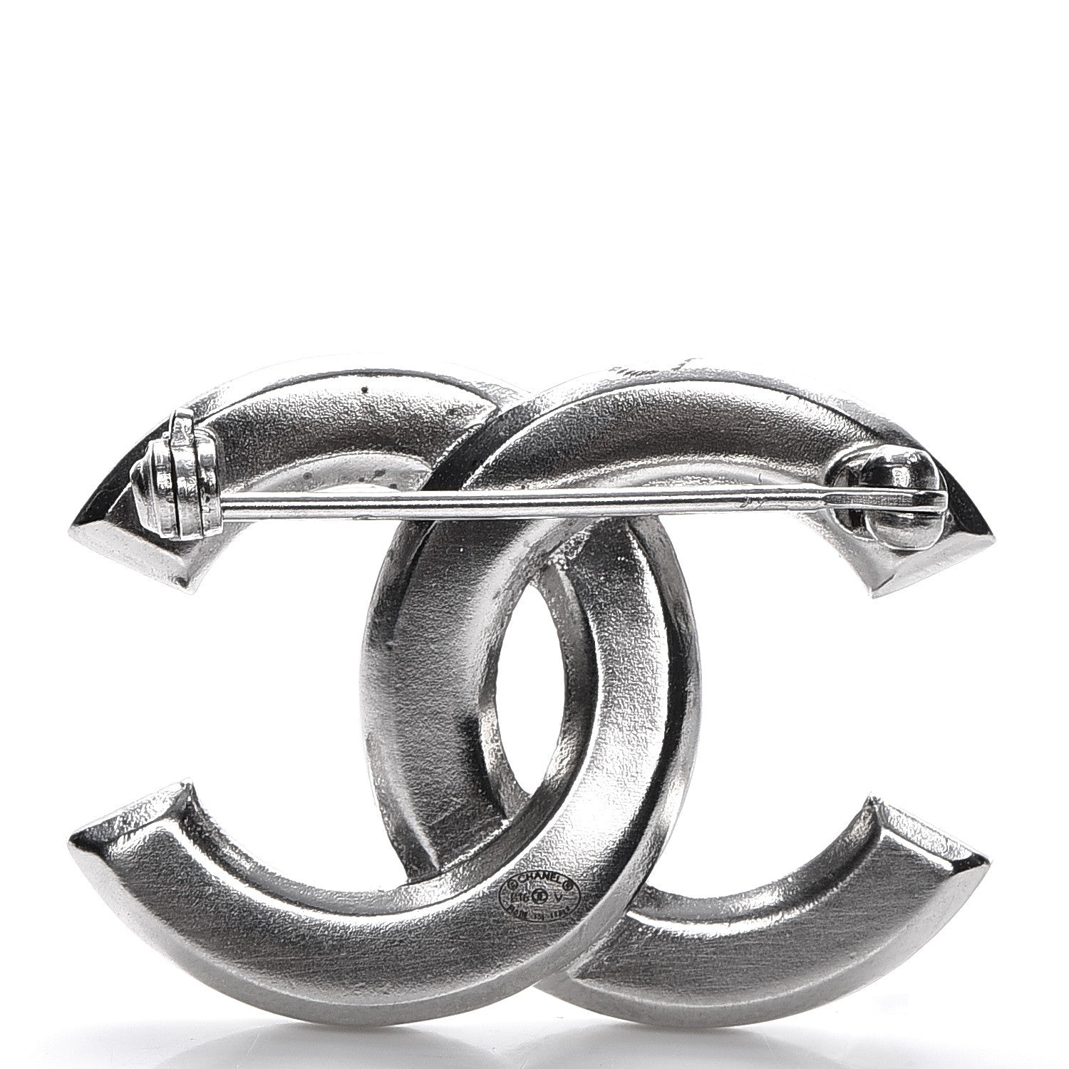 Chanel Crystal CC Mini Brooch Silver 3 of 5