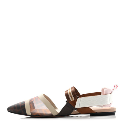 Fendi Technical Mesh FF Colibri Slingback Ballerina Flats 39.5 Tobacco Moro Camelia Beige Caramello 1 of 9