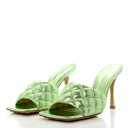 Bottega Veneta Metallic Nappa Reflection Matelasse Padded Mule Sandals 41 Pistachio 3 of 9
