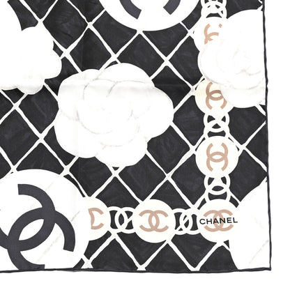 Chanel Silk Camellia CC Square Scarf Black 3 of 4