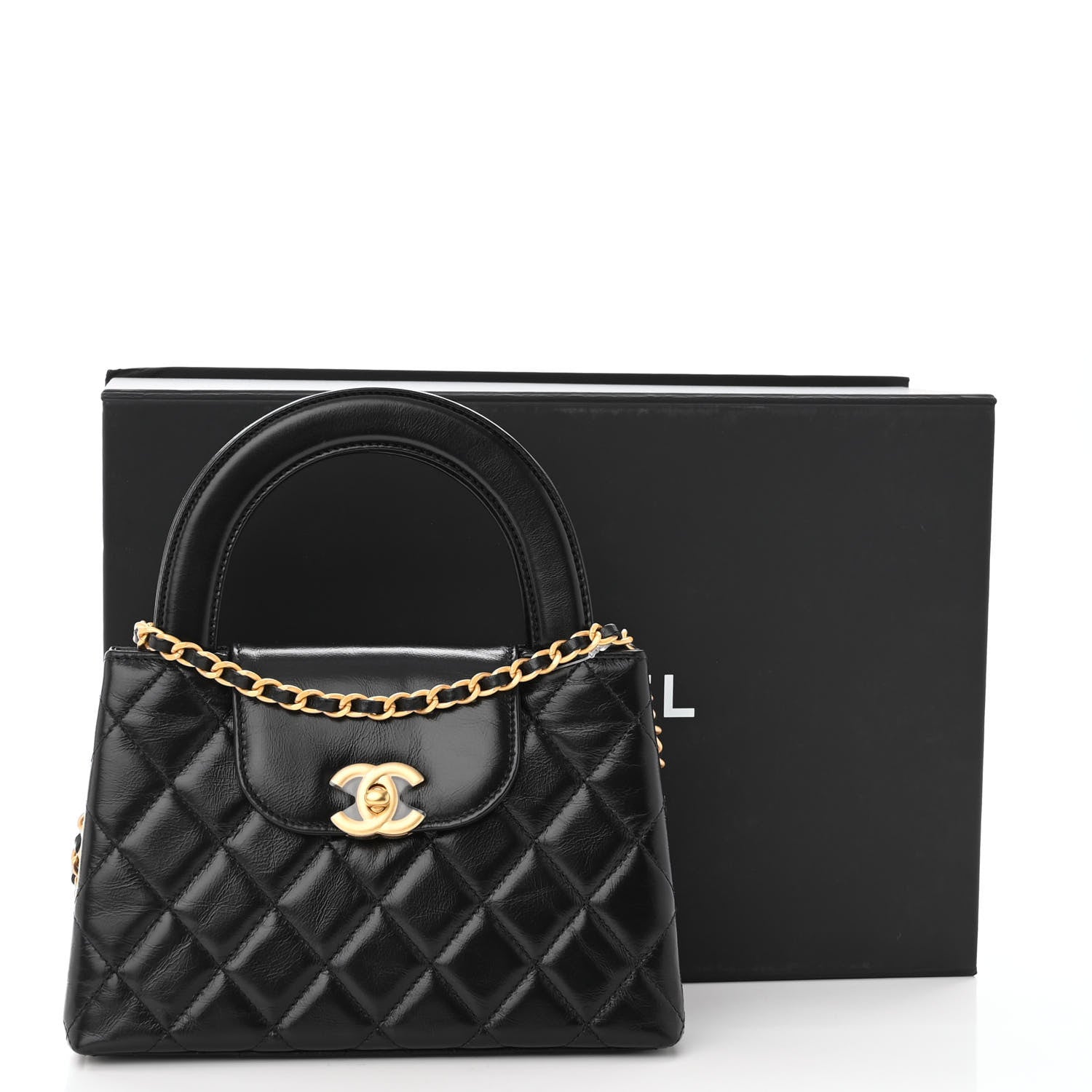 Chanel Shiny Aged Calfskin Quilted Nano Kelly Shopper Black 10 of 10