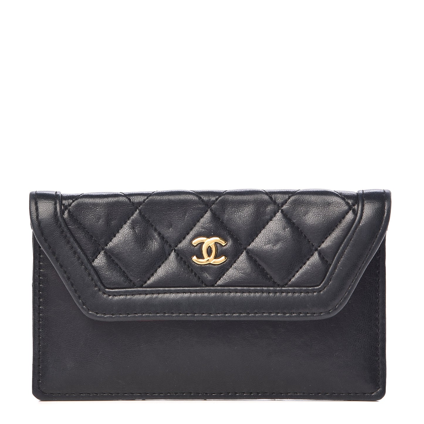 Lambskin Quilted Small Flap Wallet Black