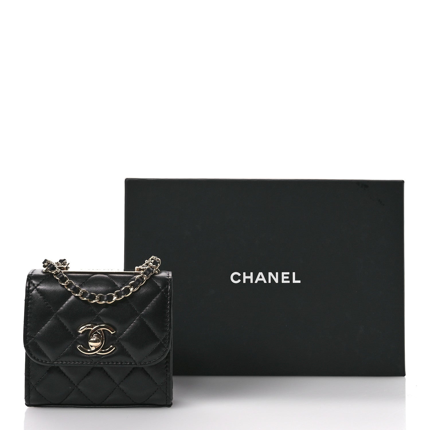 Chanel Lambskin Quilted Mini Trendy CC Clutch With Chain Black 11 of 11