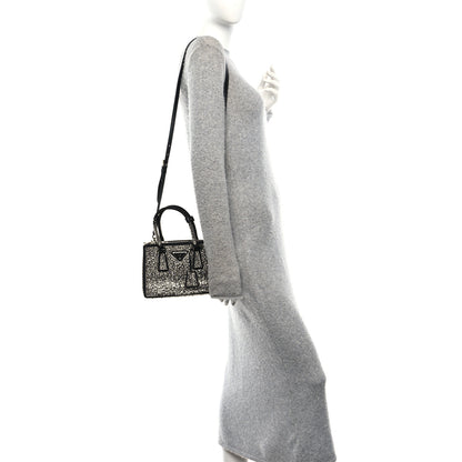 Prada Satin Crystal Mini Galleria Double Zip Tote Metal 2 of 10