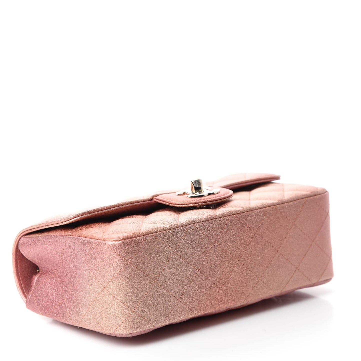 Metallic Lambskin Quilted Ombre Mini Rectangular Flap Pink