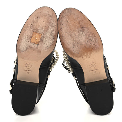 Chanel Calfskin Pearl Cap Toe Short Boots 39 Black 5 of 7