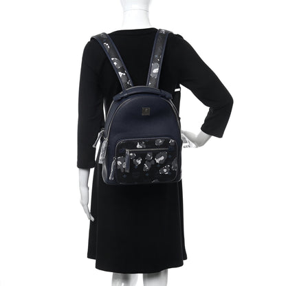 MCM Calfskin Visetos Floral Leopard Klassik Small Stark Backpack Blue Black 2 of 9