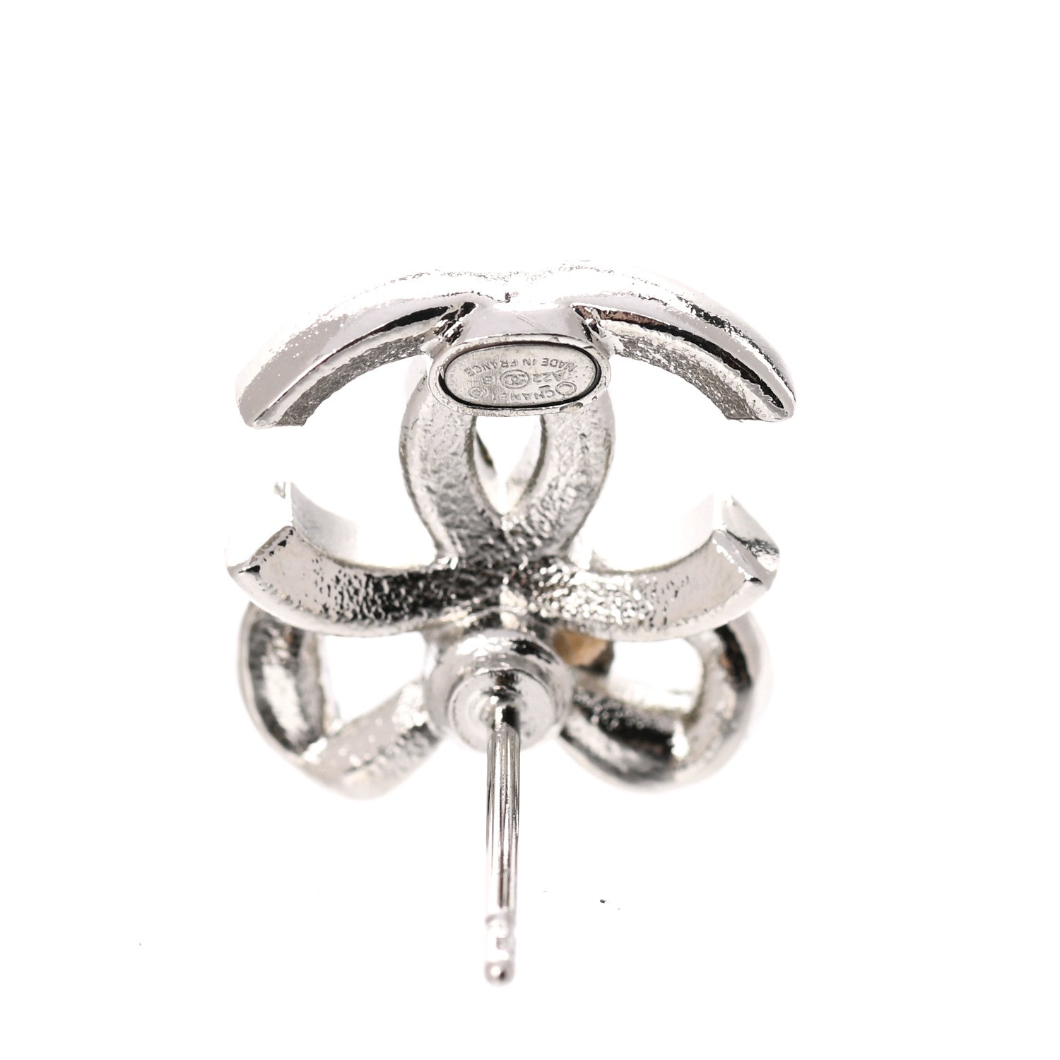 Chanel Crystal CC Bow Drop Earrings Silver 4 of 6