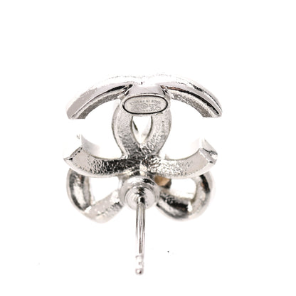 Chanel Crystal CC Bow Drop Earrings Silver 4 of 6