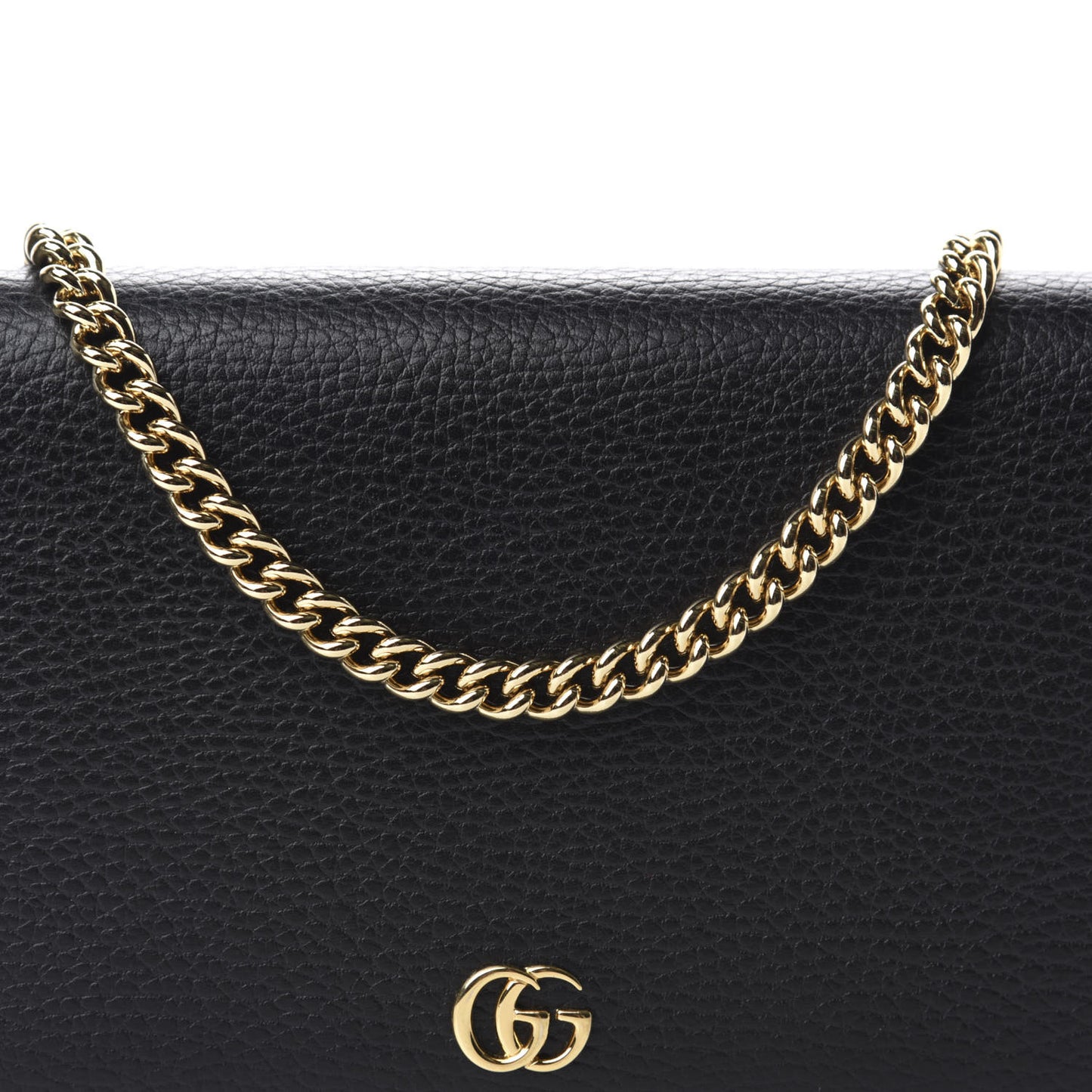 Calfskin Mini GG Marmont Chain Wallet Black