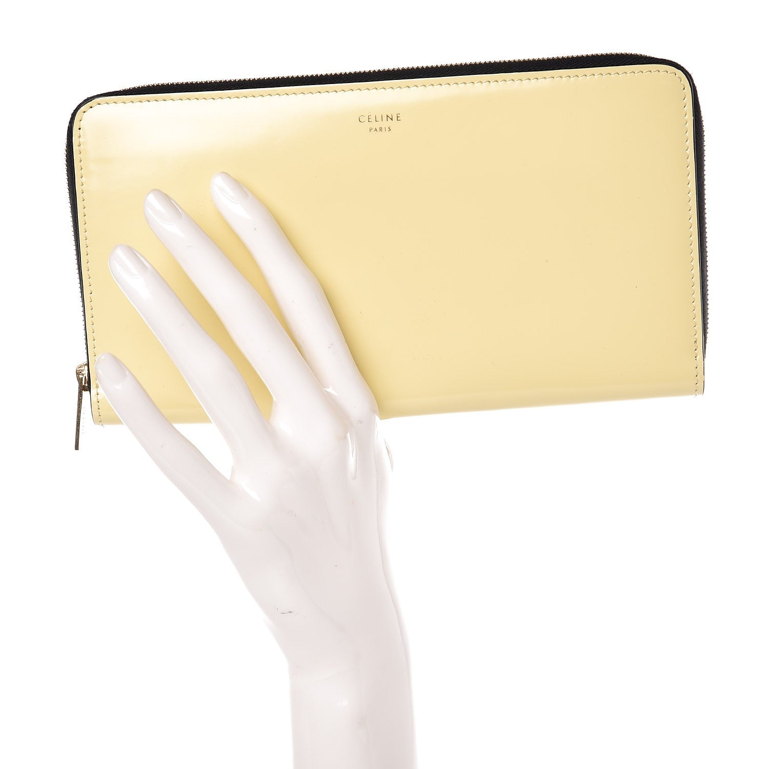 Celine Spazzolato Calfskin Large Zip Around Multifunction Wallet Yellow 2 of 7