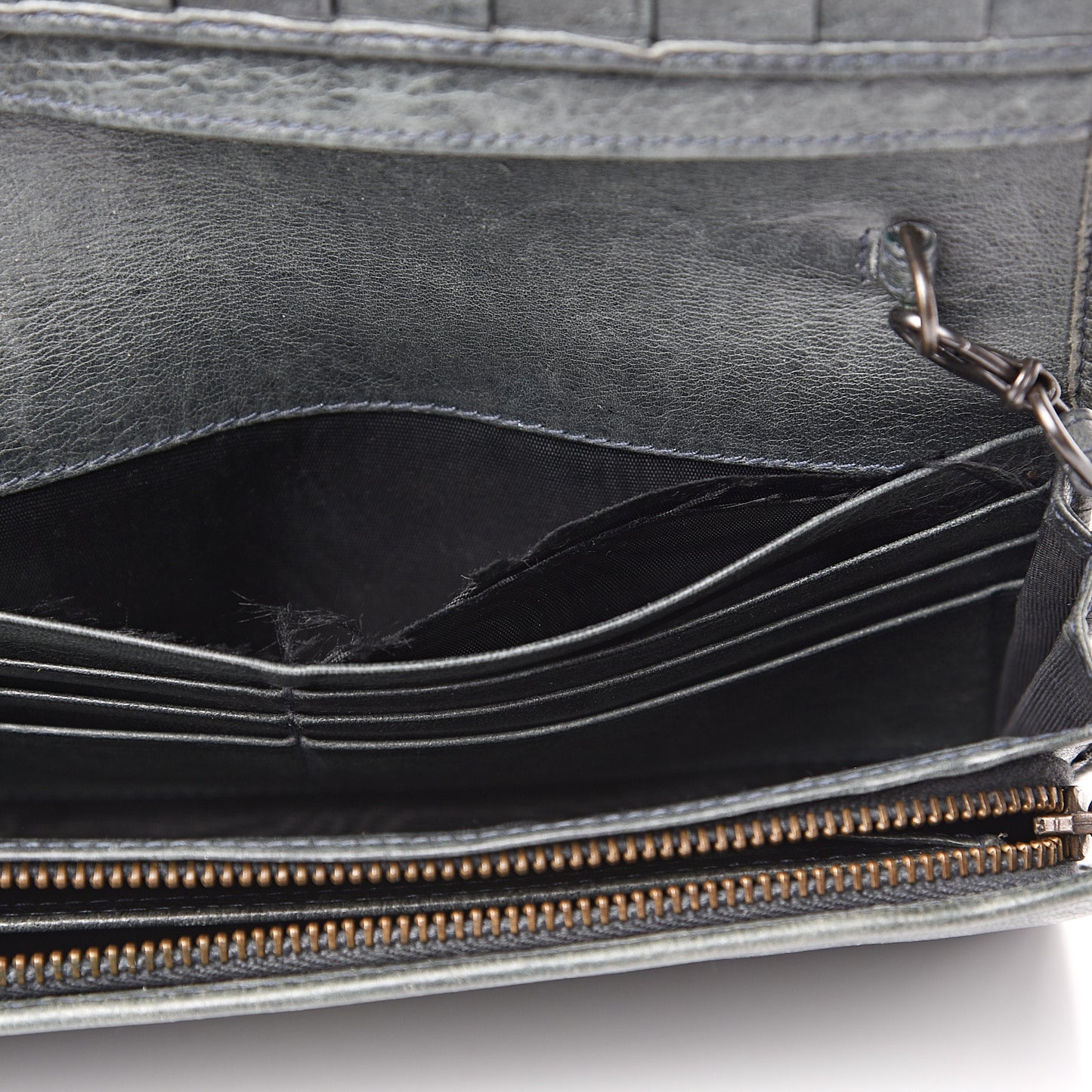Agneau Classic Hardware Continental Wallet on Strap Anthracite