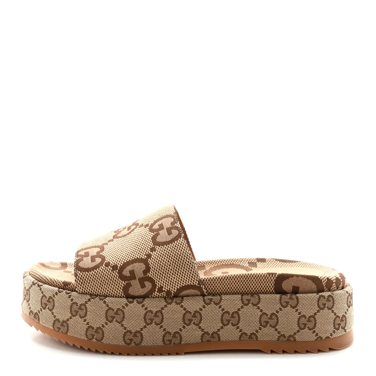 Monogram Maxi GG Angelina Platform 55mm Slide Sandals 40 Camel Ebony