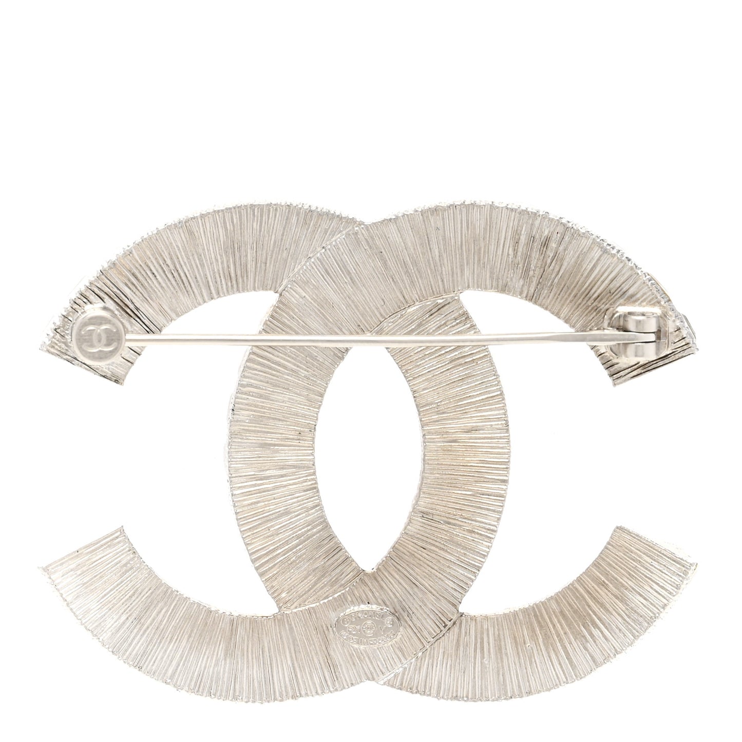 Baguette Crystal CC Brooch Silver