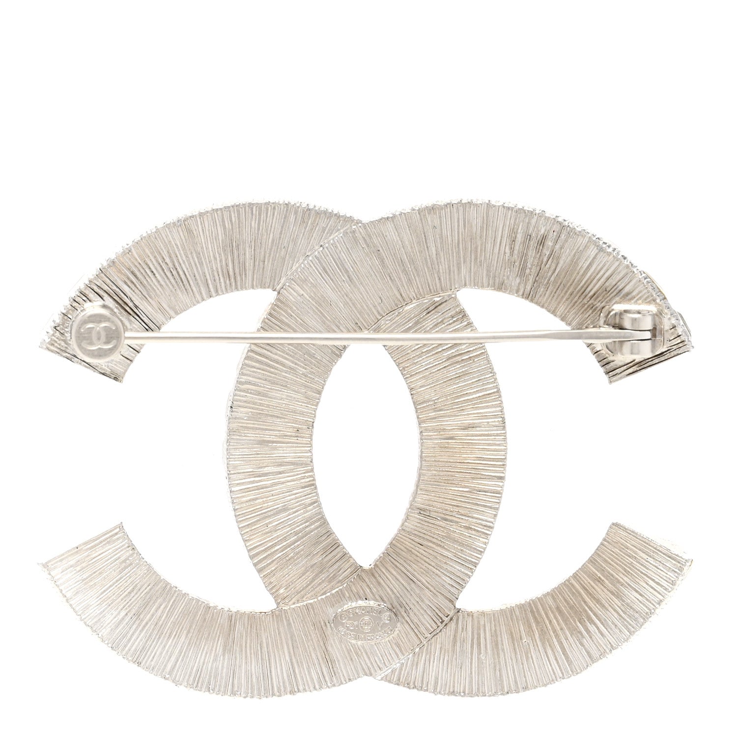 Chanel Baguette Crystal CC Brooch Silver 3 of 5