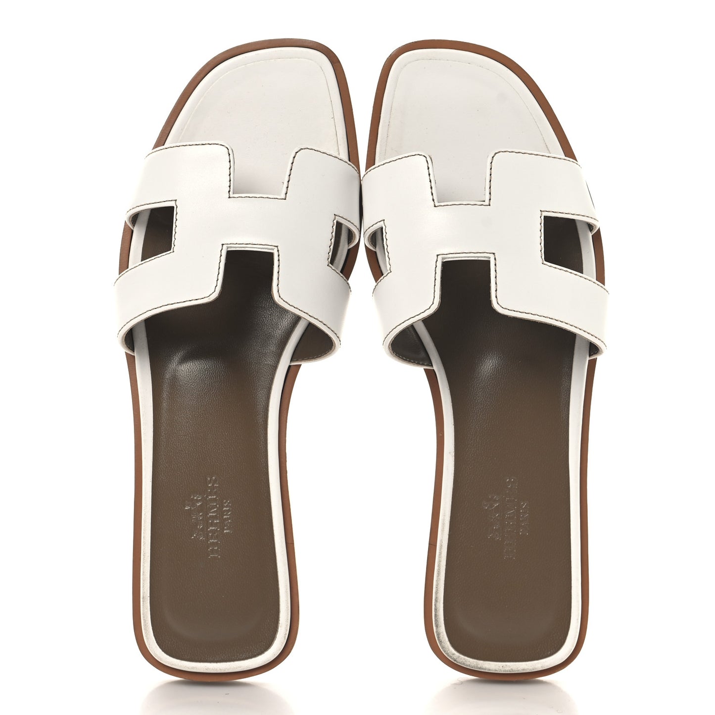 Box Calfskin Oran Sandals 36 White