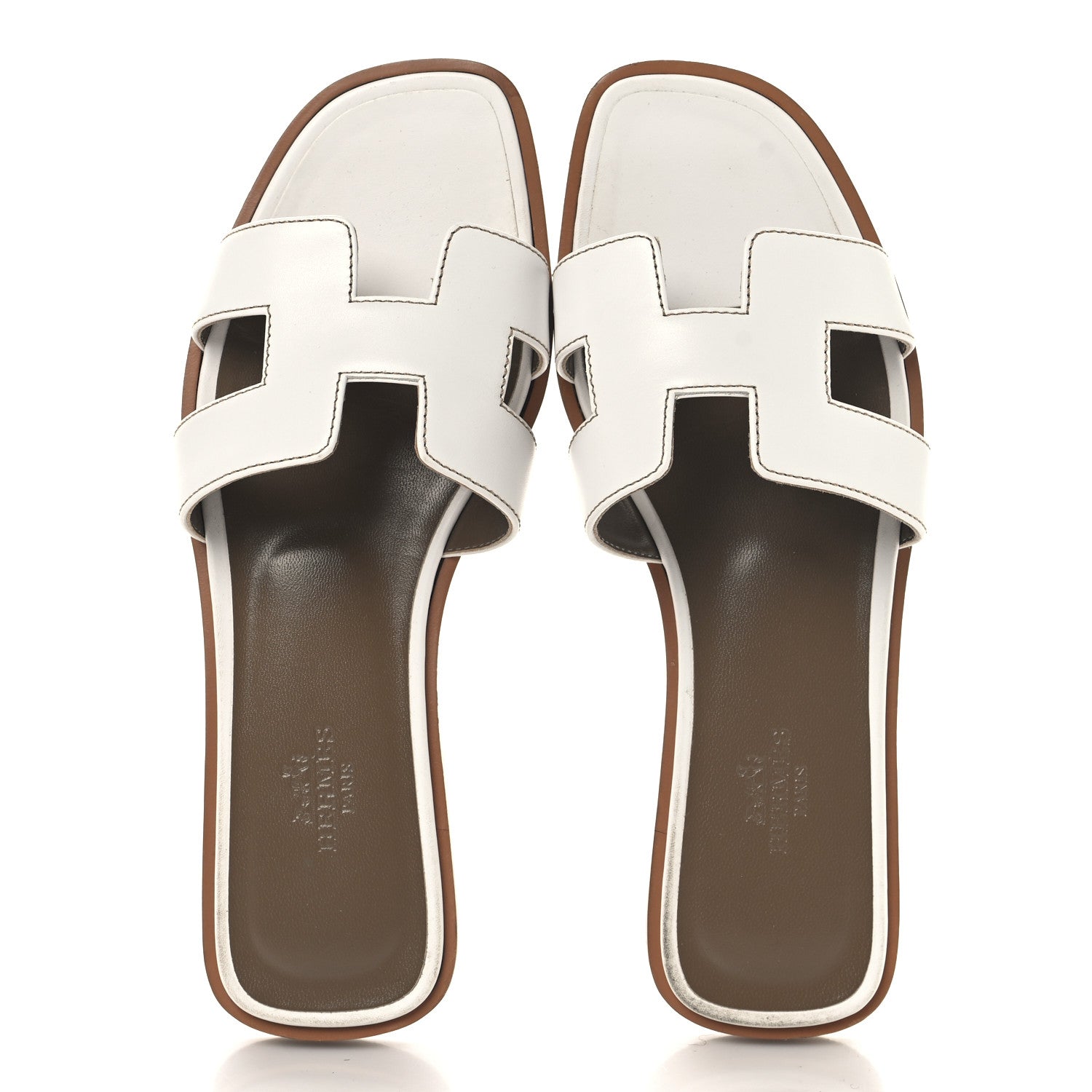 Hermes Box Calfskin Oran Sandals 36 White 2 of 10