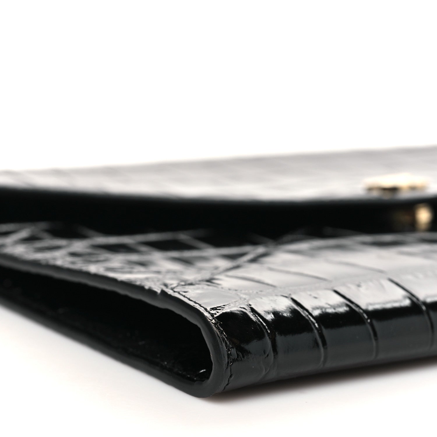 Chanel Calfskin Crocodile Embossed Croc Illusion Clutch With Chain  Black 8 of 10