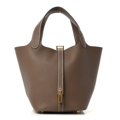 Hermes Taurillon Clemence Picotin Lock 18 PM Etoupe 1 of 11