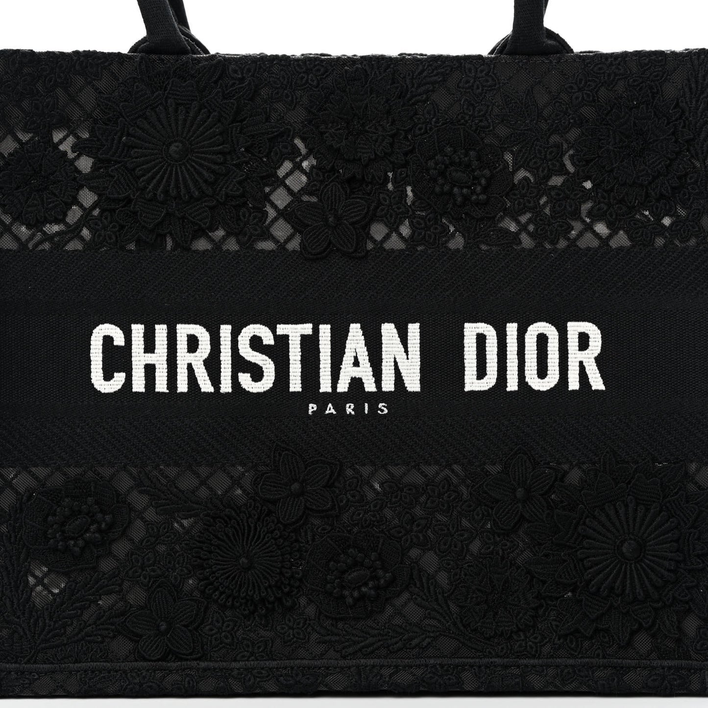 Embroidered D-Lace Medium Book Tote Black Multicolor