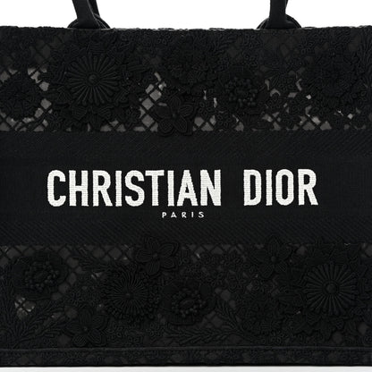 Christian Dior Embroidered D-Lace Medium Book Tote Black Multicolor 8 of 12