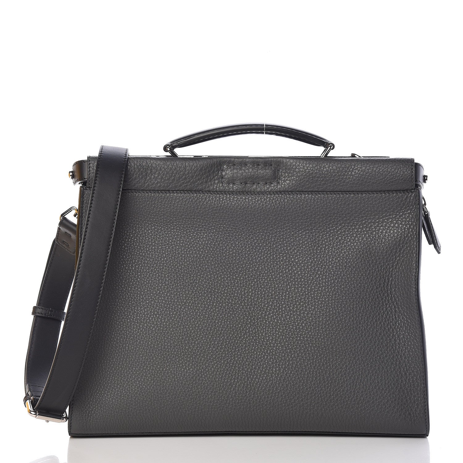 Fendi Calfskin FF Inlay Large Peekaboo Iconic Fit Satchel Asfalto 3 of 13