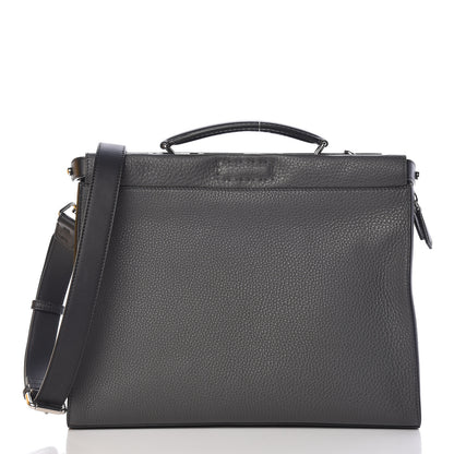 Fendi Calfskin FF Inlay Large Peekaboo Iconic Fit Satchel Asfalto 3 of 13