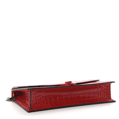 Christian Louboutin Calfskin Alligator Embossed Elisa Baguette Red 4 of 9