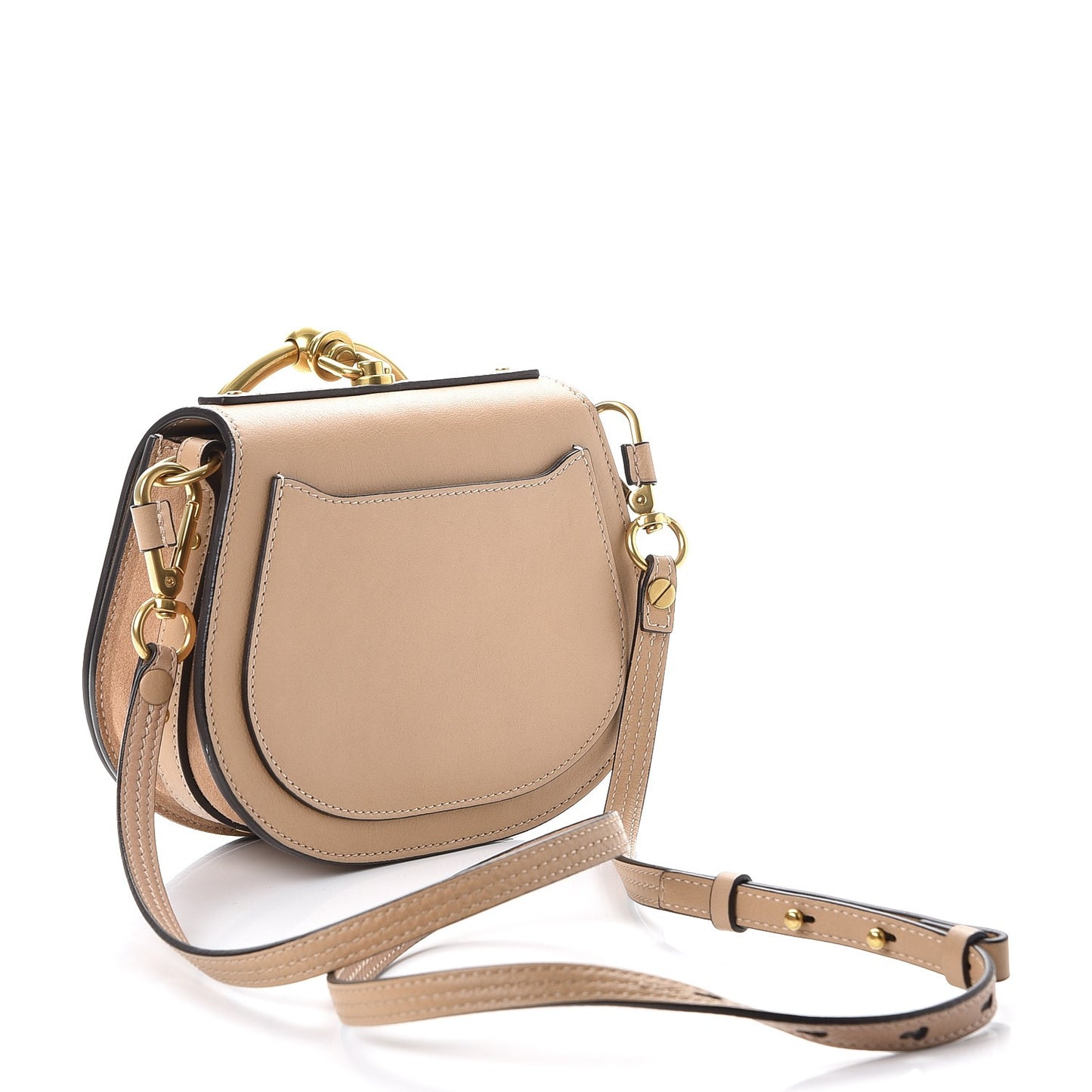 Calfskin Suede Small Nile Bracelet Bag Biscotti Beige