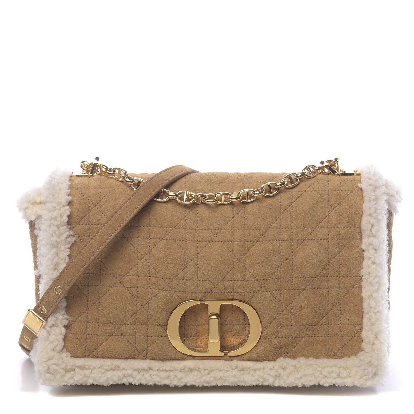Shearling Cannage Large Caro Bag Camel