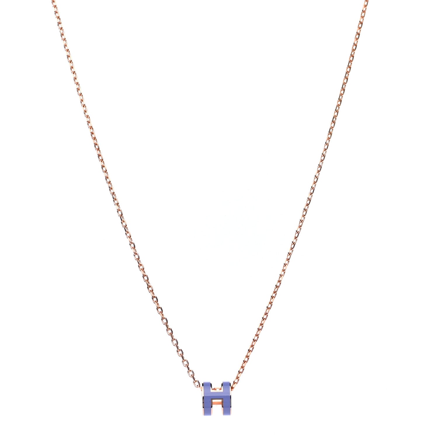 Hermes Rose Gold Mini Pop H Pendant Necklace Lilas 1 of 6