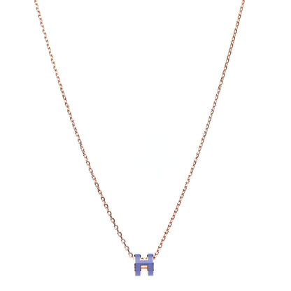Hermes Rose Gold Mini Pop H Pendant Necklace Lilas 1 of 6