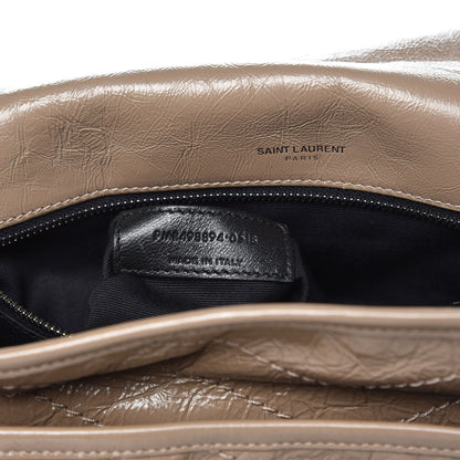 Saint Laurent Crinkled Calfskin Matelasse Monogram Medium Niki Chain Satchel Light Taupe 6 of 12
