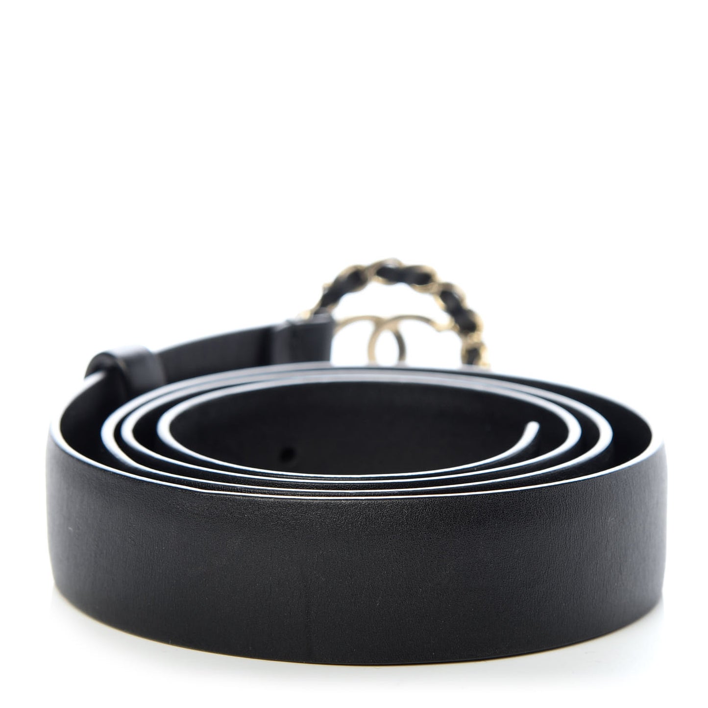 Calfskin CC Chain Belt 100 40 Black