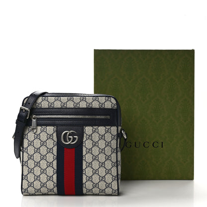 Gucci GG Supreme Monogram Textured Dollar Calfskin Web Small Ophidia Messenger Bag Beige Blue 11 of 11