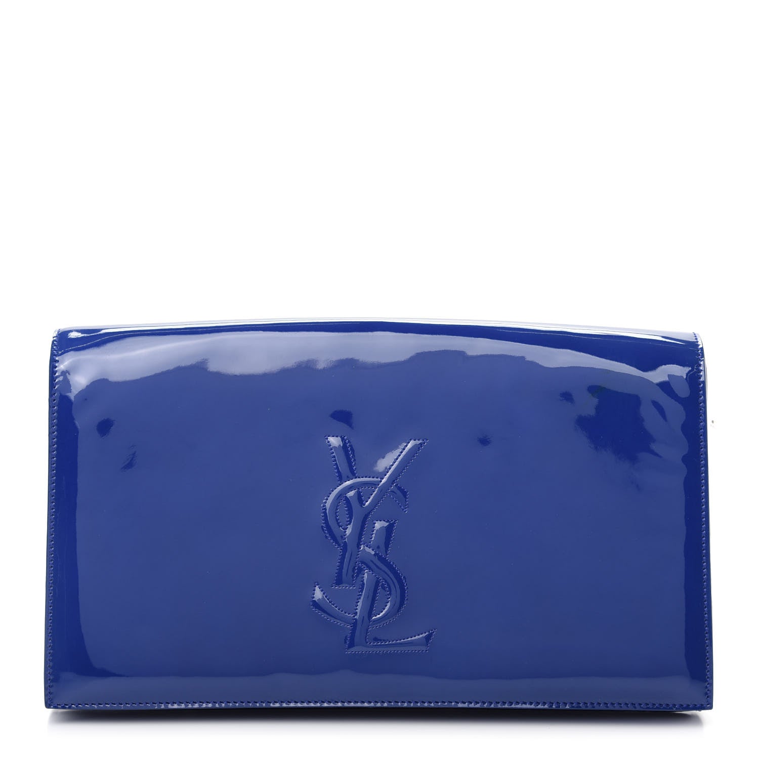 Saint Laurent Patent Calfskin Monogram Large Belle De Jour Clutch Royal Blue 1 of 7