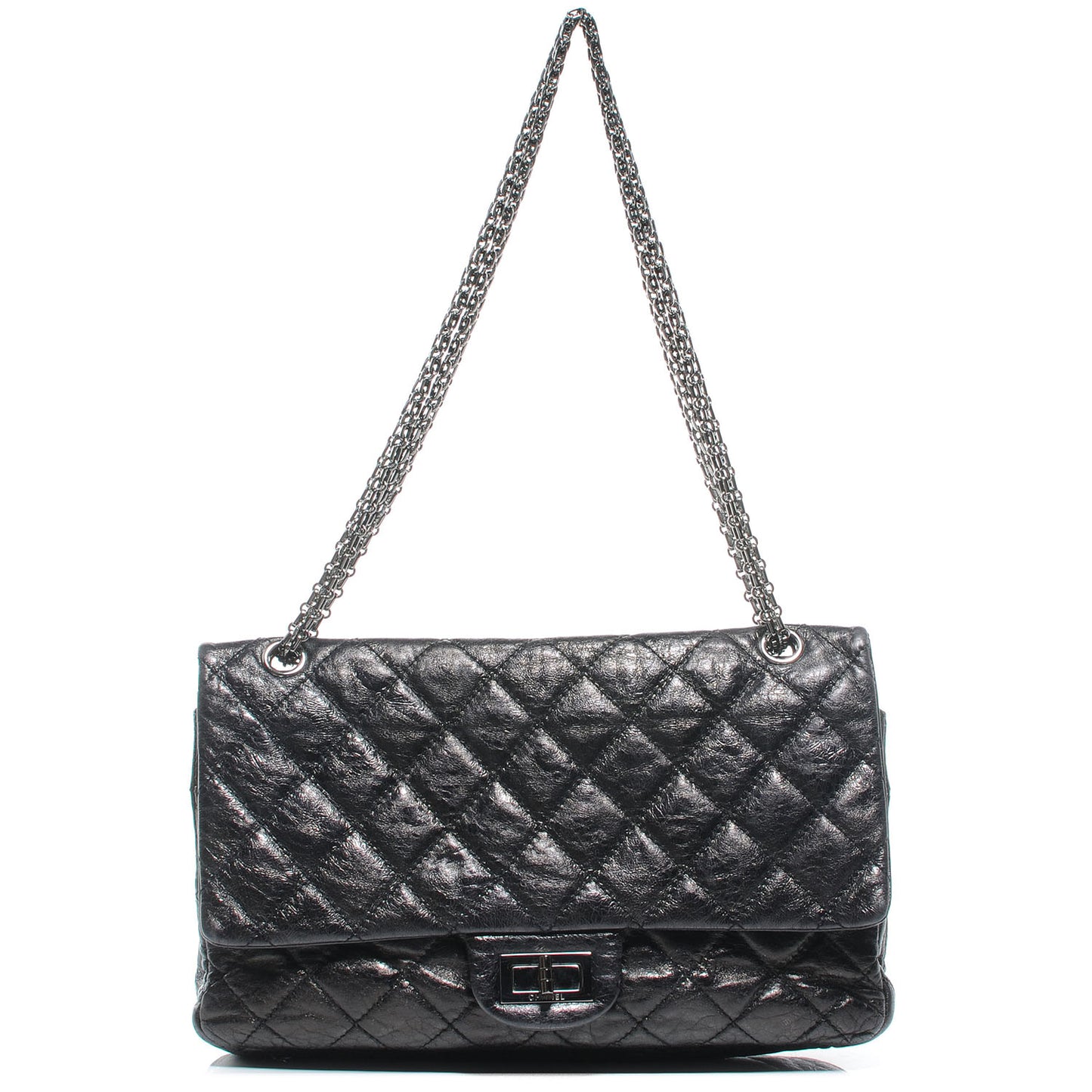 Aged Calfskin 2.55 Reissue 227 Flap Metallic Grey