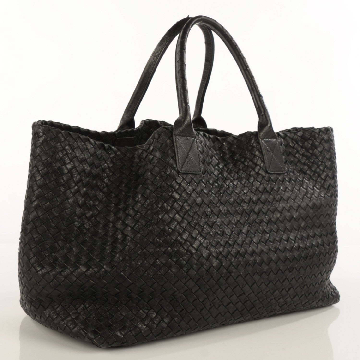 Bottega Veneta Ostrich Intrecciato Large Cabat Black 3 of 7