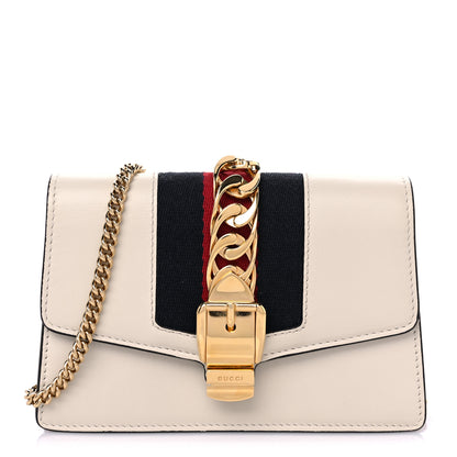 Gucci Calfskin Super Mini Sylvie Chain Shoulder Bag White 1 of 13