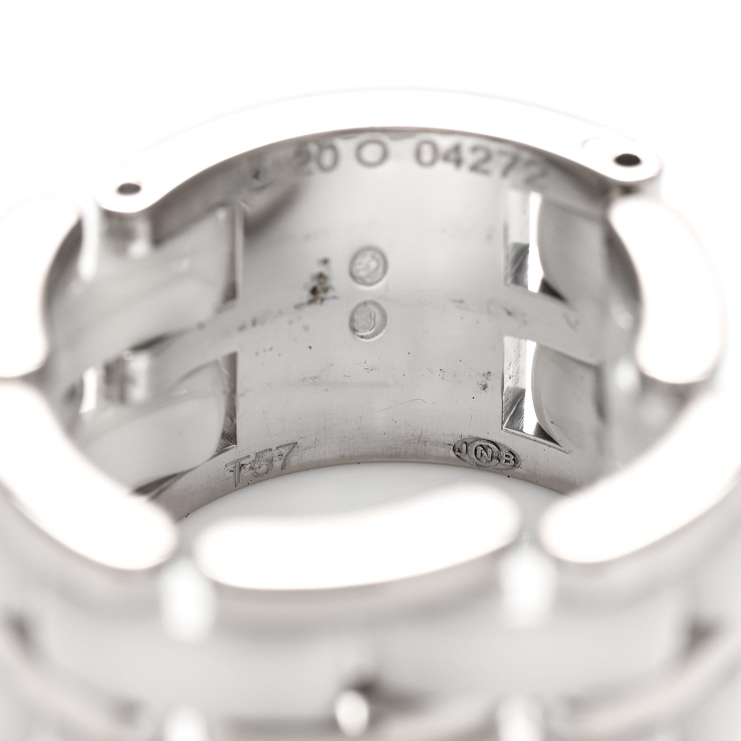 Chanel 18K White Gold Ceramic Large Ultra Ring White 57 8 6 of 7