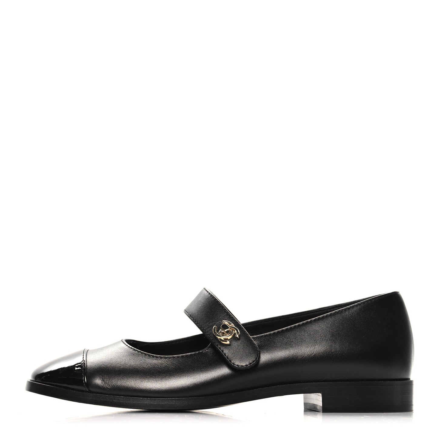 Calfskin Patent Mary Janes Flats 36.5 Black
