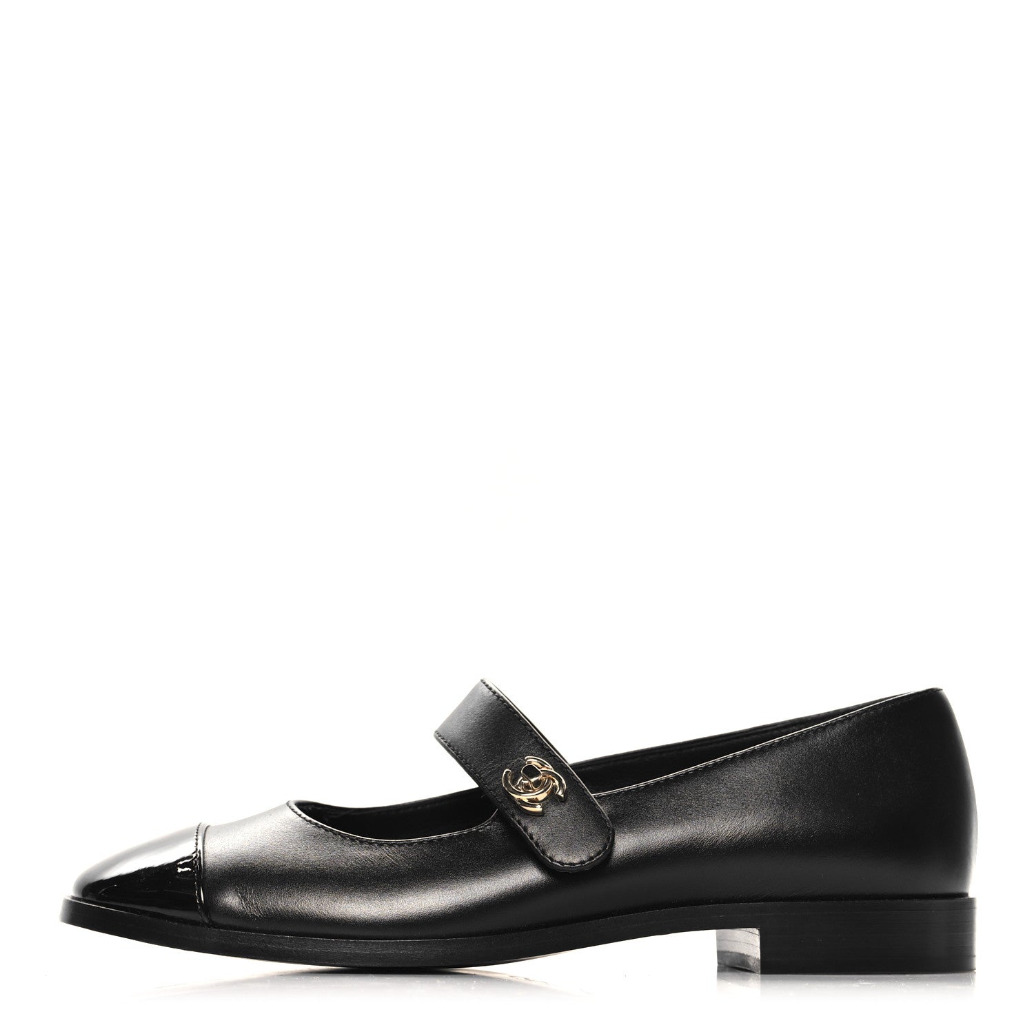 Chanel Calfskin Patent Mary Janes Flats 36.5 Black 1 of 10