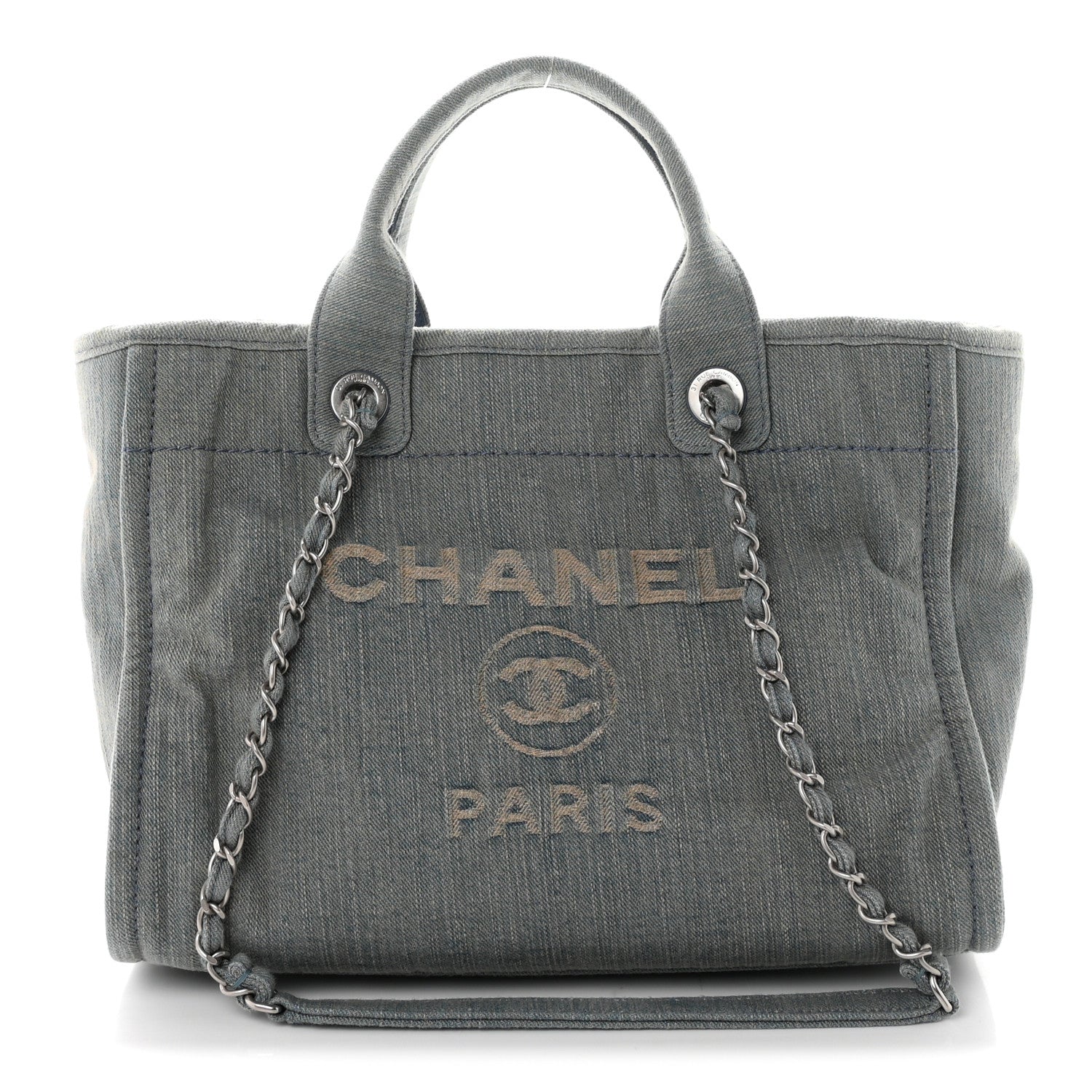 Chanel Denim Small Deauville Tote Light Blue 1 of 10