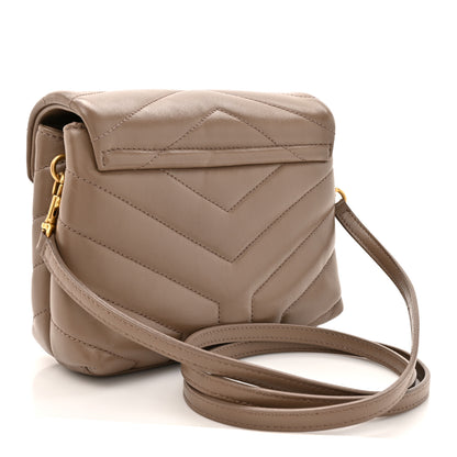 Saint Laurent Calfskin Y Quilted Monogram Toy Loulou Crossbody Bag Taupe 3 of 12