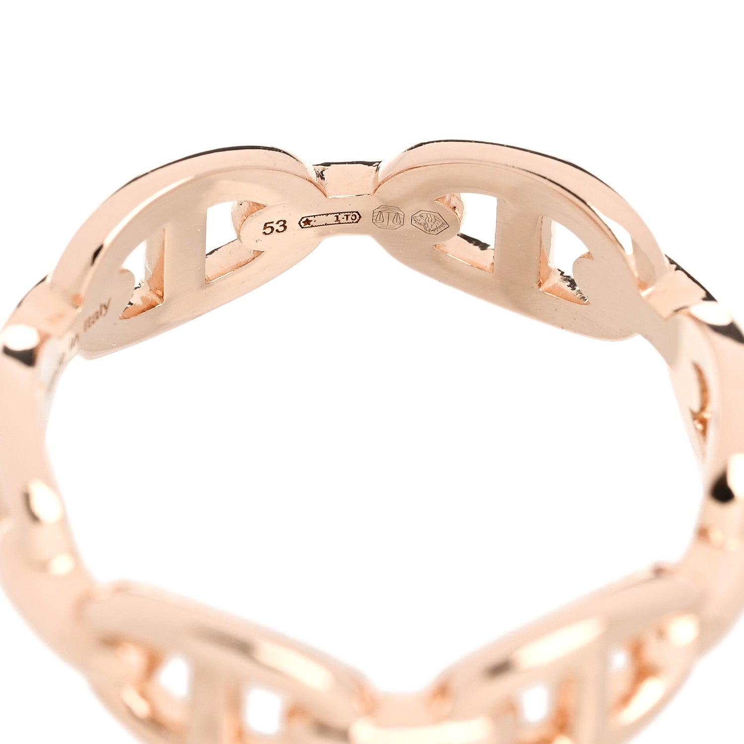 Hermes 18K Rose Gold PM Chaine d'Ancre Enchainee Ring 53 6.5 5 of 7