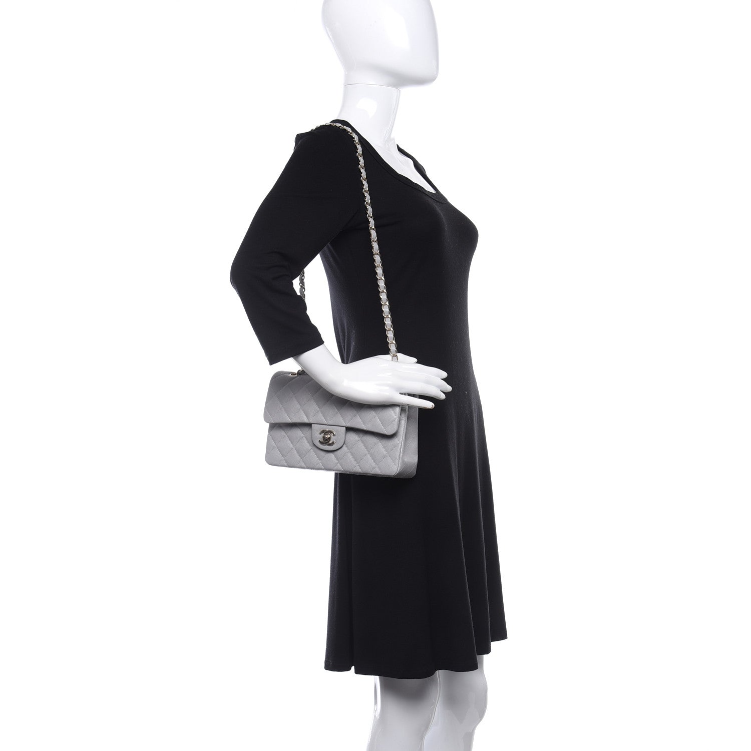 Chanel Caviar Quilted Small Double Flap Grey 2 of 9