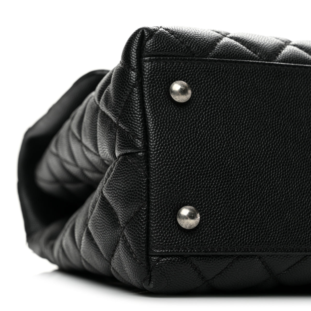 Caviar Lizard Quilted Medium Coco Handle Flap Black Khaki