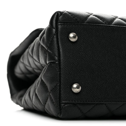 Chanel Caviar Lizard Quilted Medium Coco Handle Flap Black Khaki 9 of 14